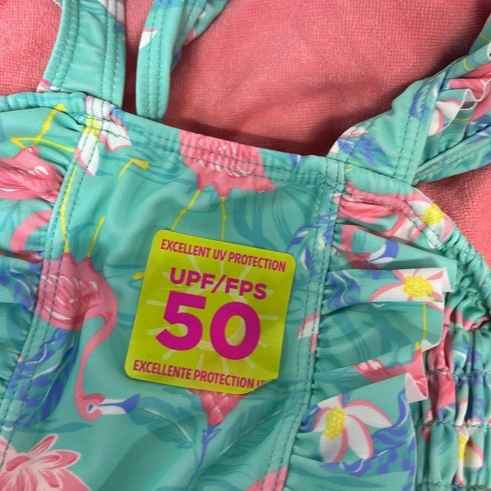 Tommy Bahama flamingo  2 piece set swim suit and hooded swim cover up UPF 50 new